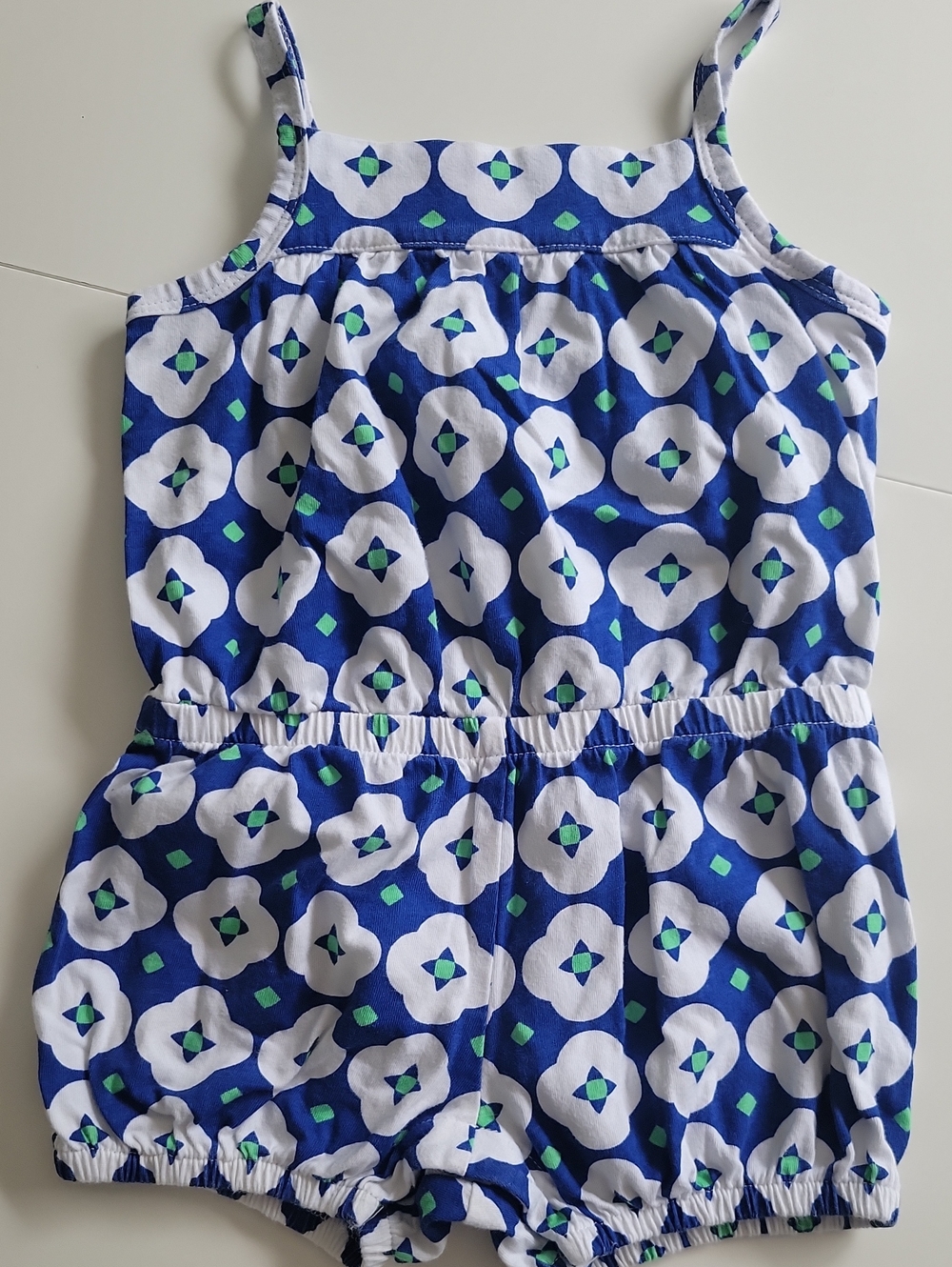 3T Girls Blue Floral-Print Romper
